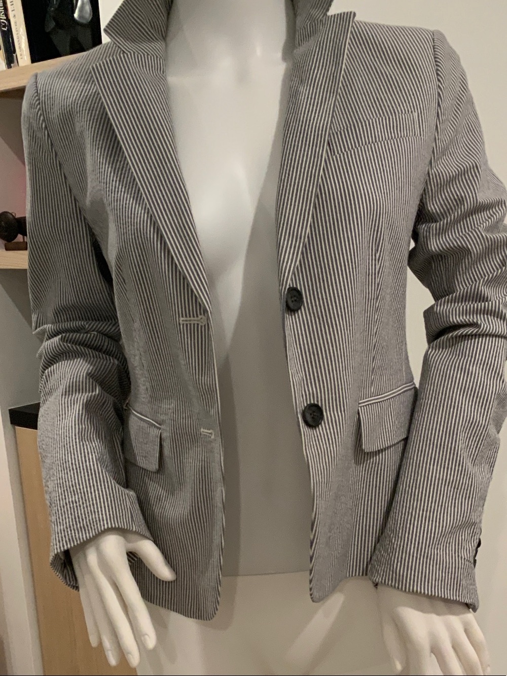 Ann Taylor Black and White Pinstripe Blazer
